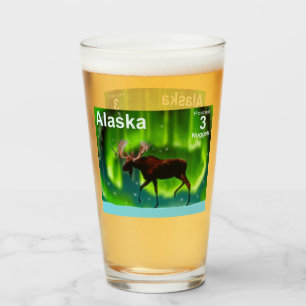 Northern Lights Moose - Alaska Postage Glass