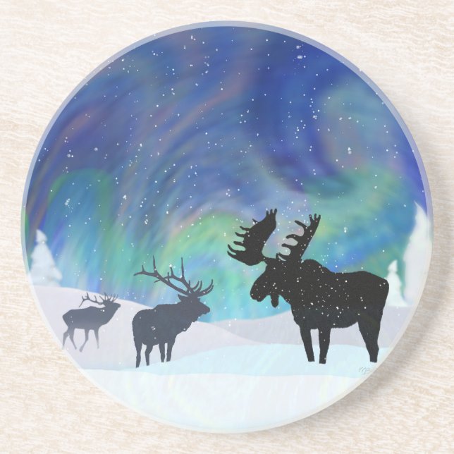 Northern Lights Moose and Elk Coaster (Front)