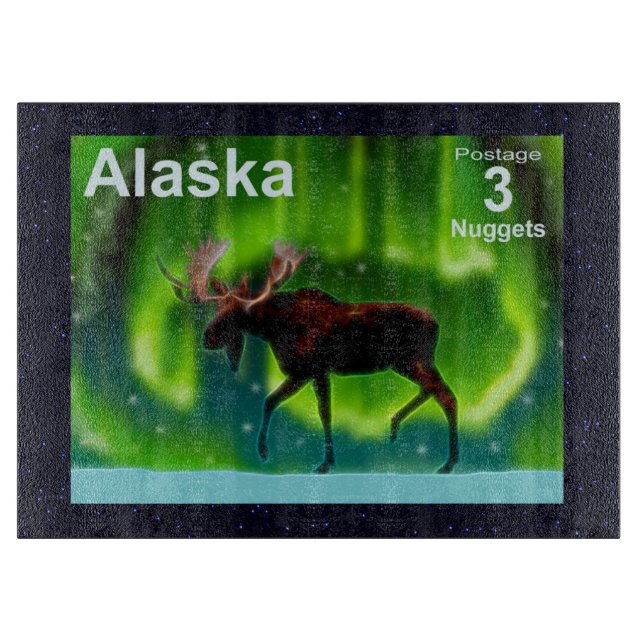 Northern Lights Moose Cutting Board (Front)