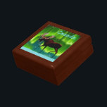 Northern Lights Moose Gift Box<br><div class="desc">An ever so slightly stylized image of a moose silhouetted against the Northern Lights. Text reading "Canada" appears in glowing blue and white.</div>