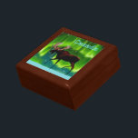 Northern Lights Moose Gift Box<br><div class="desc">An ever so slightly stylized image of a moose silhouetted against the Northern Lights. Text reading "Canada" appears in glowing blue and white.</div>