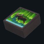 Northern Lights Moose Jewelry Box<br><div class="desc">An ever so slightly stylized image of a moose silhouetted against the Northern Lights.</div>