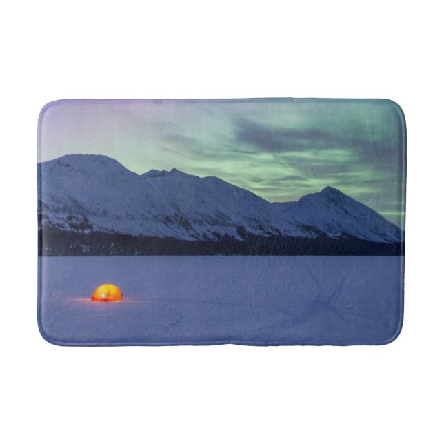 Northern Lights Moose Pass | Kenai Peninsula Bath Mat (Front)