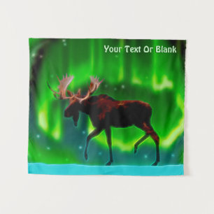 Northern Lights Moose Tapestry
