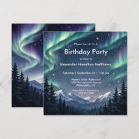 Northern Lights Mountain Forest Birthday
