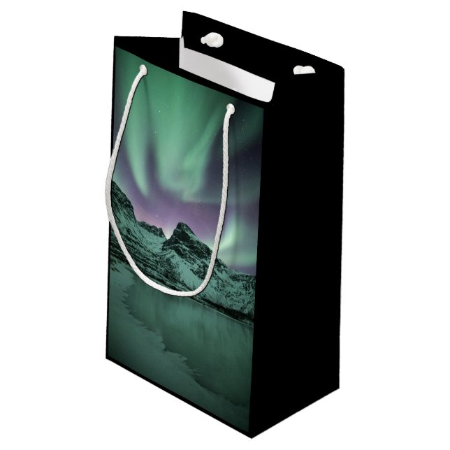 Northern Lights Nature Photo Small Gift Bag (Back Angled)