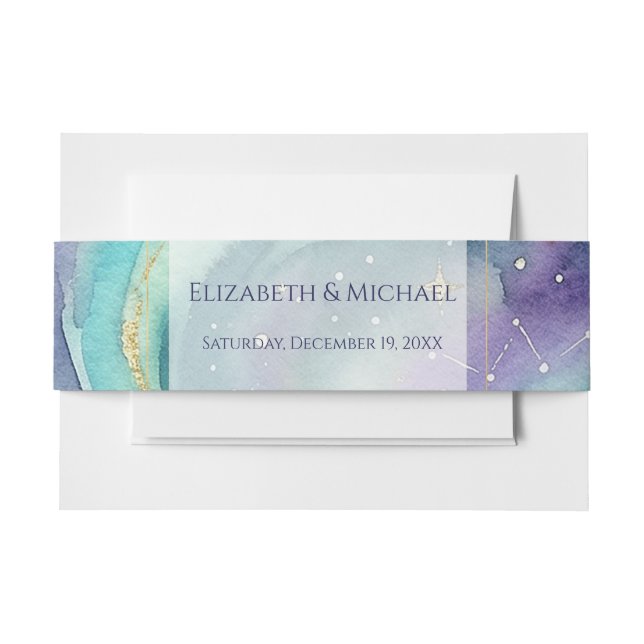 Northern Lights Night Sky Romantic Landscape Invitation Belly Band (Front Example)
