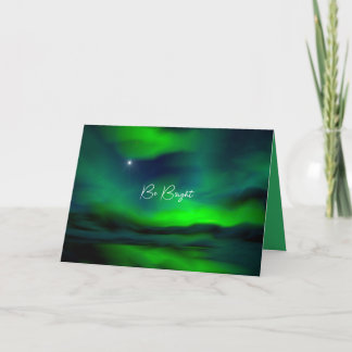 Northern Lights North Star Be Bright Minimalist v2 Holiday Card