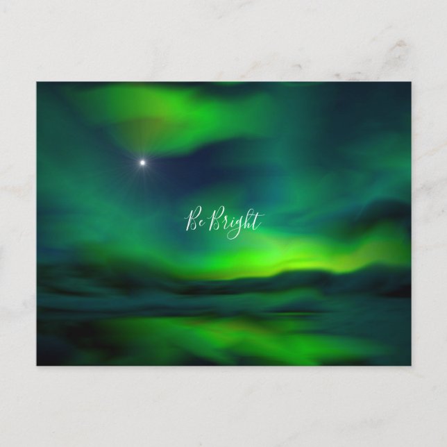 Northern Lights North Star Be Bright Typography  Postcard (Front)