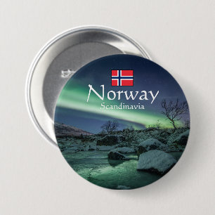 Northern Lights Norway 3 Inch Round Button