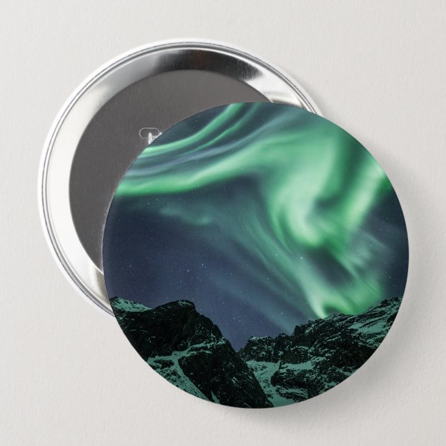 Northern Lights Norway 4 Inch Round Button (Front & Back)