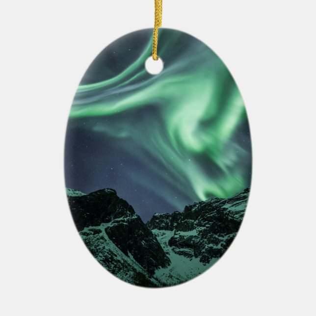 Northern Lights Norway Ceramic Ornament (Front)