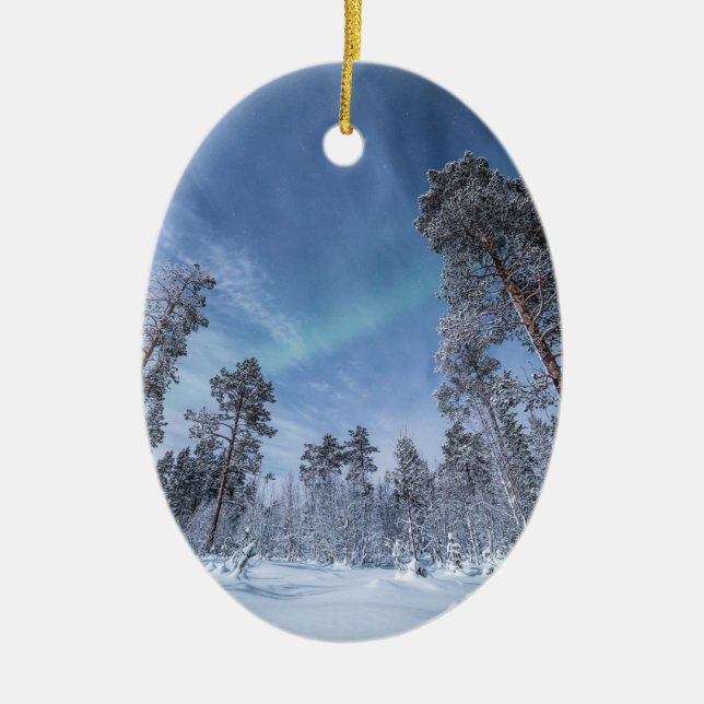 Northern Lights Norway Ceramic Ornament (Front)
