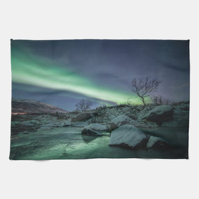 Northern Lights Norway Kitchen Towel (Horizontal)