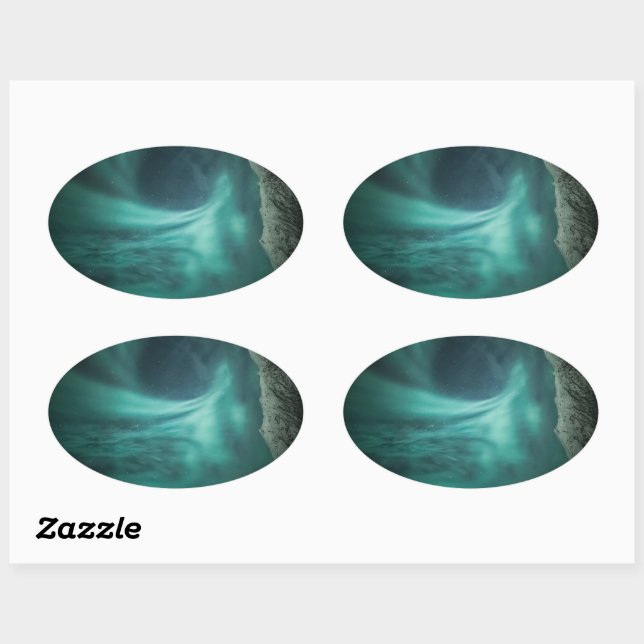 Northern Lights Norway Oval Sticker (Sheet)