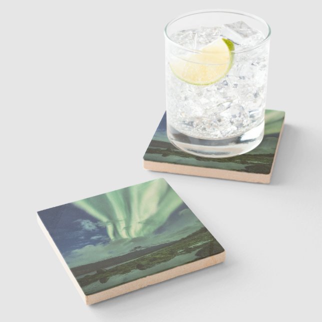 Northern Lights Norway Stone Coaster (Side)