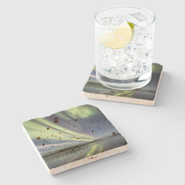 Northern Lights Norway Stone Coaster (Side)