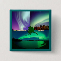 Northern Lights of Alaska Collage 2 Inch Square Button