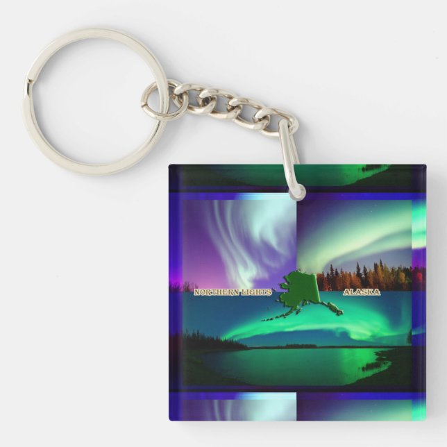 Northern Lights of Alaska Collage Keychain (Front)