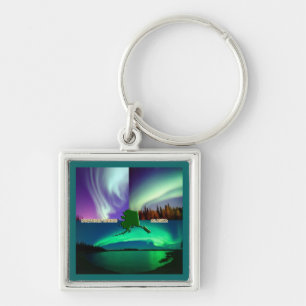 Northern Lights of Alaska Collage Keychain