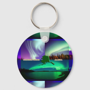 Northern Lights of Alaska Collage Keychain