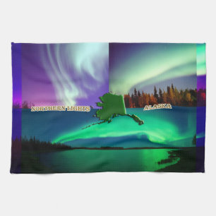 Northern Lights of Alaska Collage Kitchen Towel