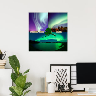 Northern Lights of Alaska Collage Poster