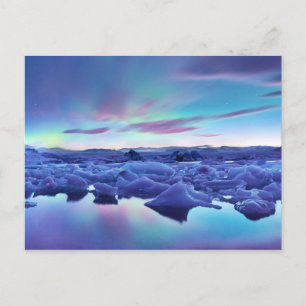 Northern Lights over Jokulsarlon lake, Iceland Postcard
