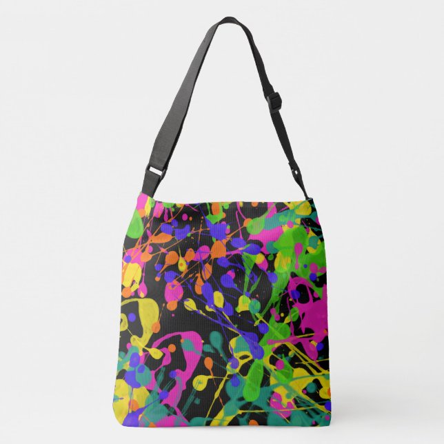 Northern Lights Paint Splatters Crossbody Bag (Back)