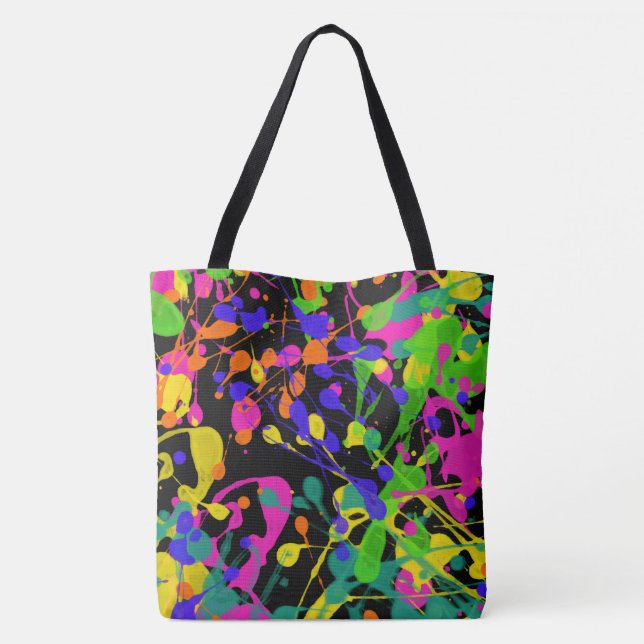 Northern Lights Paint Splatters Tote Bag (Back)