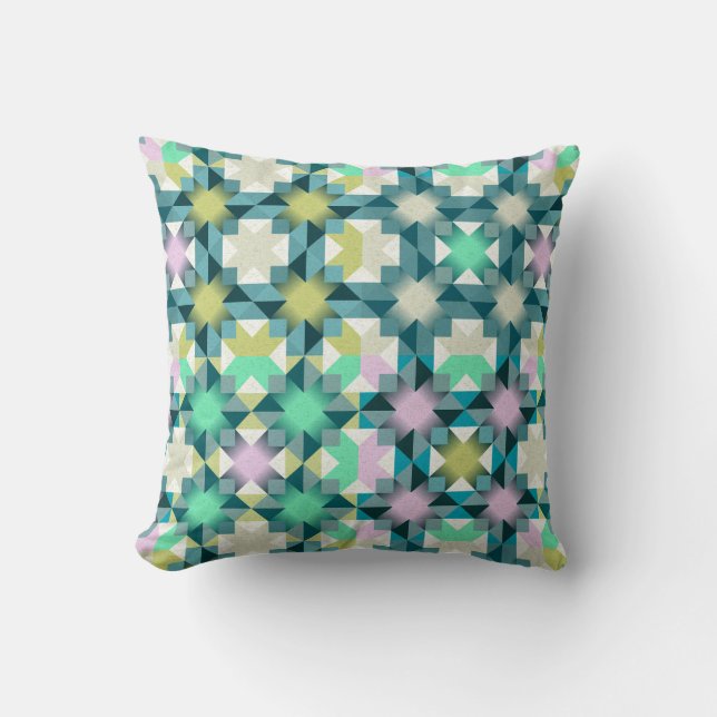 Northern Lights patchwork Throw Pillow (Front)