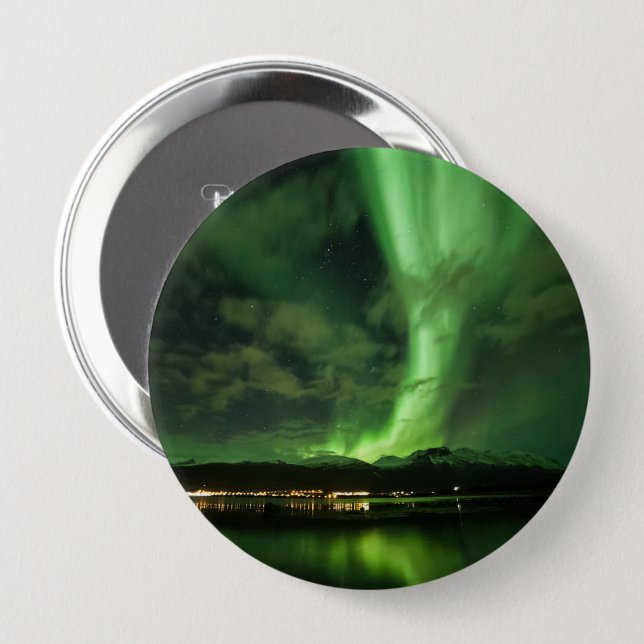 Northern Lights Skibotn 4 Inch Round Button (Front & Back)