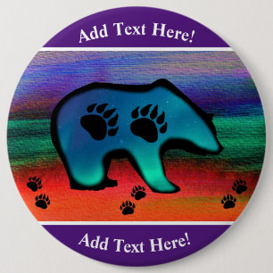 Northern Lights Spirit Bear 6 Inch Round Button