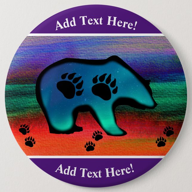 Northern Lights Spirit Bear 6 Inch Round Button (Front)