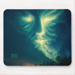 Northern Lights Spirit Face Cosmic Sky Art Mouse Pad