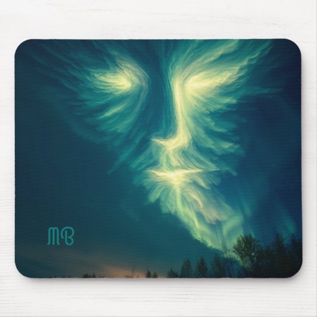 Northern Lights Spirit Face Cosmic Sky Art Mouse Pad (Front)