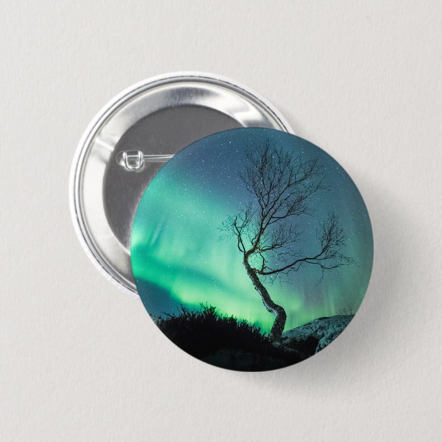 Northern Lights Tree 2 Inch Round Button (Front & Back)
