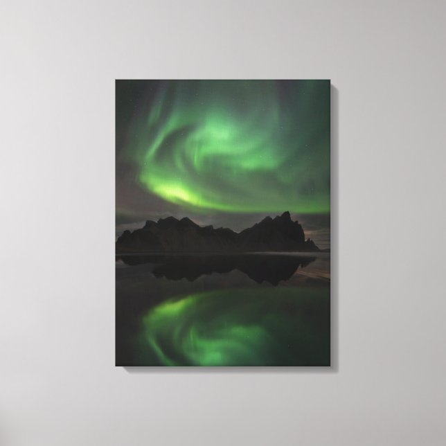 Northern Lights | Vestrahorn Beach Hofn, Iceland Canvas Print (Front)
