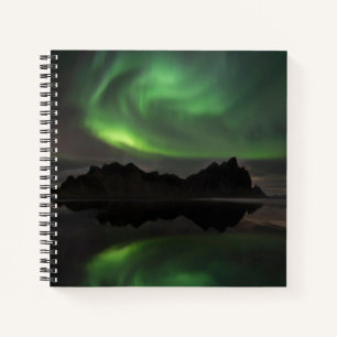 Northern Lights   Vestrahorn Beach Hofn, Iceland Notebook