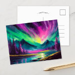 Northern Lights Vibrant Abstract Night Landscape Postcard<br><div class="desc">A stunning modern landscape painting of the night sky illuminated by the northern lights, featuring vibrant colours and dynamic, abstract brushstrokes. The swirling, energetic strokes capture the movement of the aurora borealis, creating a sense of wonder and awe. The bold use of colour and expressive technique bring the natural beauty...</div>