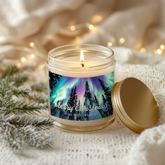 Northern Lights Winter Forest Merry Christmas Sticker
