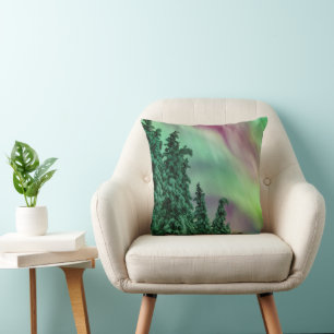 Northern Lights   Winter in Glennallen, Alaska Throw Pillow