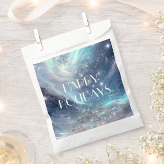 Northern Lights Winter Scene Happy Holidays Favour Bag
