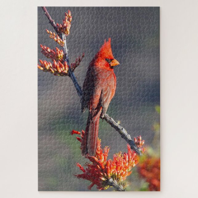 Northern Male Cardinal Jigsaw Puzzle (Vertical)