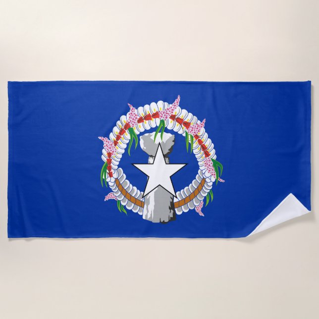 Northern Mariana Islands Flag Beach Towel (Front)