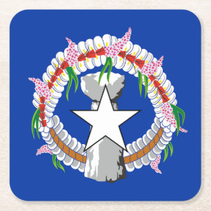 Northern Mariana Islands Flag Square Paper Coaster