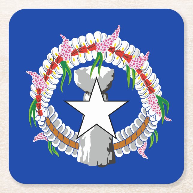 Northern Mariana Islands Flag Square Paper Coaster (Front)