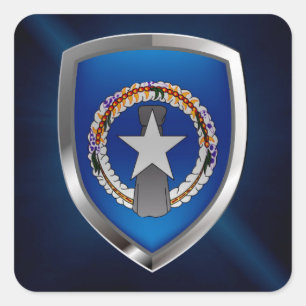 Northern Mariana Islands Metallic Emblem Square Sticker