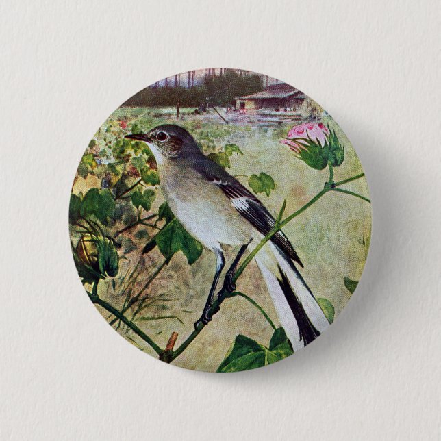 Northern Mockingbird 2 Inch Round Button (Front)