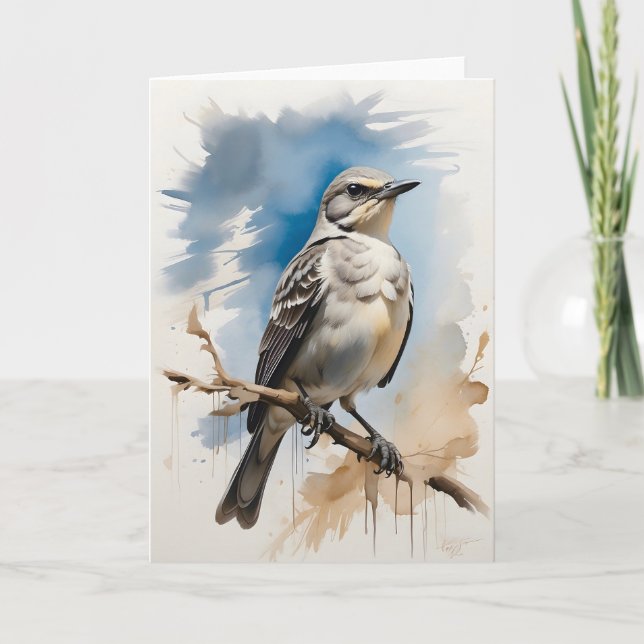 Northern Mockingbird Resting on Tree Limb Blank Card (Front)